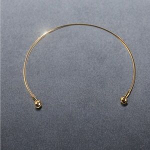 Women’s Gold Colored Open Choker Ball End Cuff Necklace, Adjustable